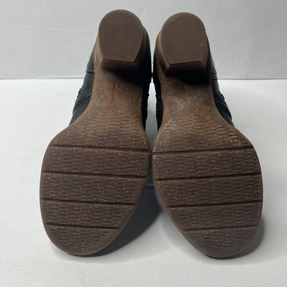 Clarks Artisan Carleta Paris Black Leather Chunky Ankle Boots Women’s Size 7 M - Picture 7 of 11